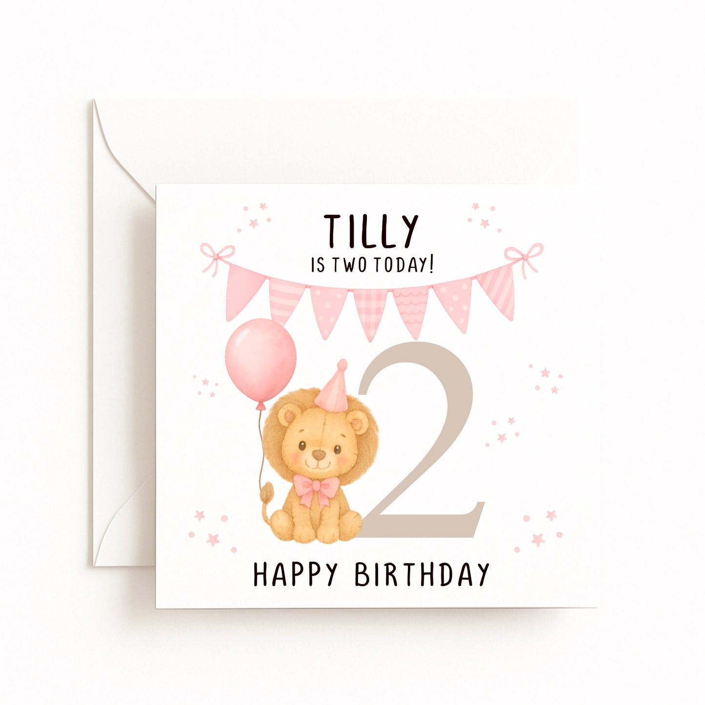 Pink Lion Birthday Card