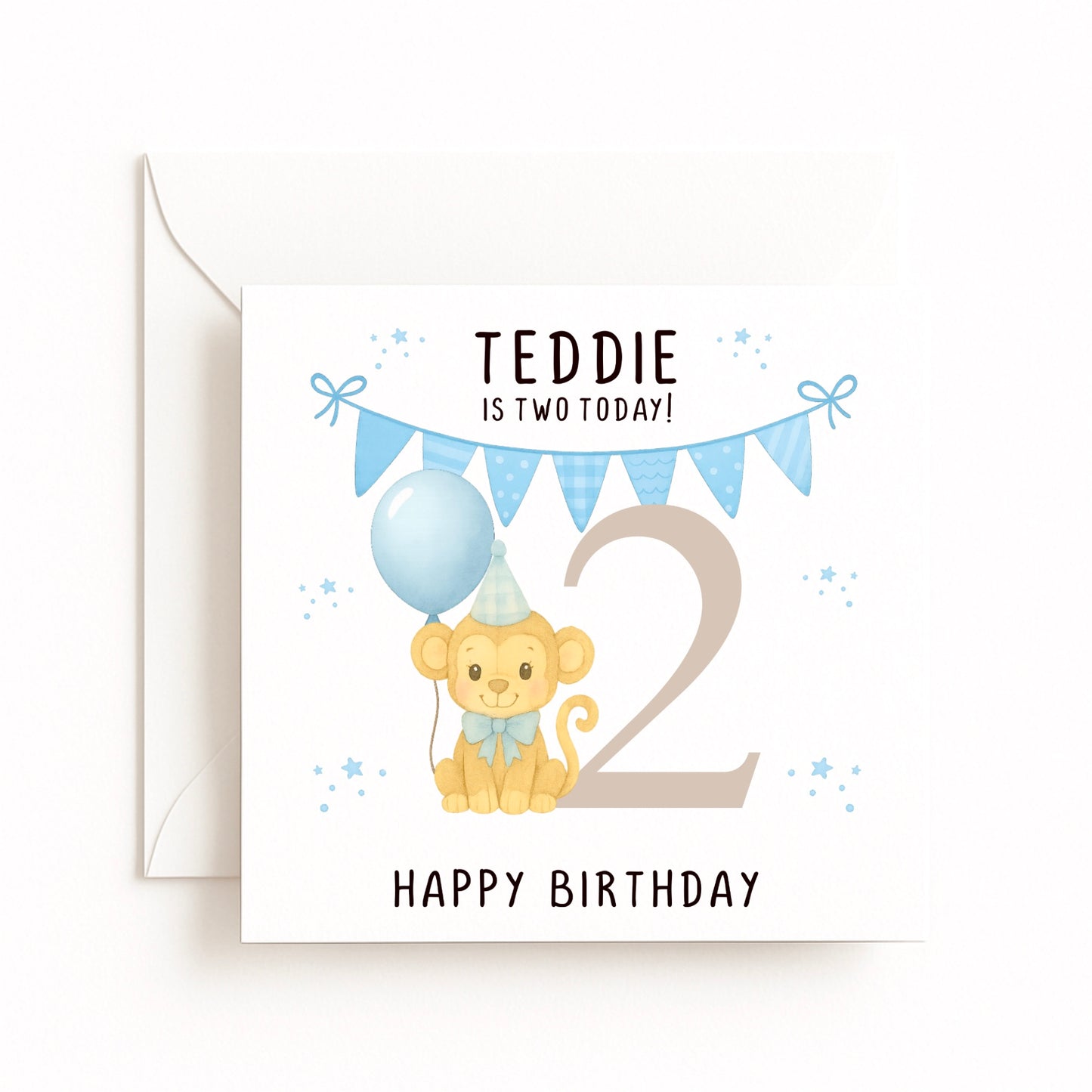Blue Monkey Birthday Card