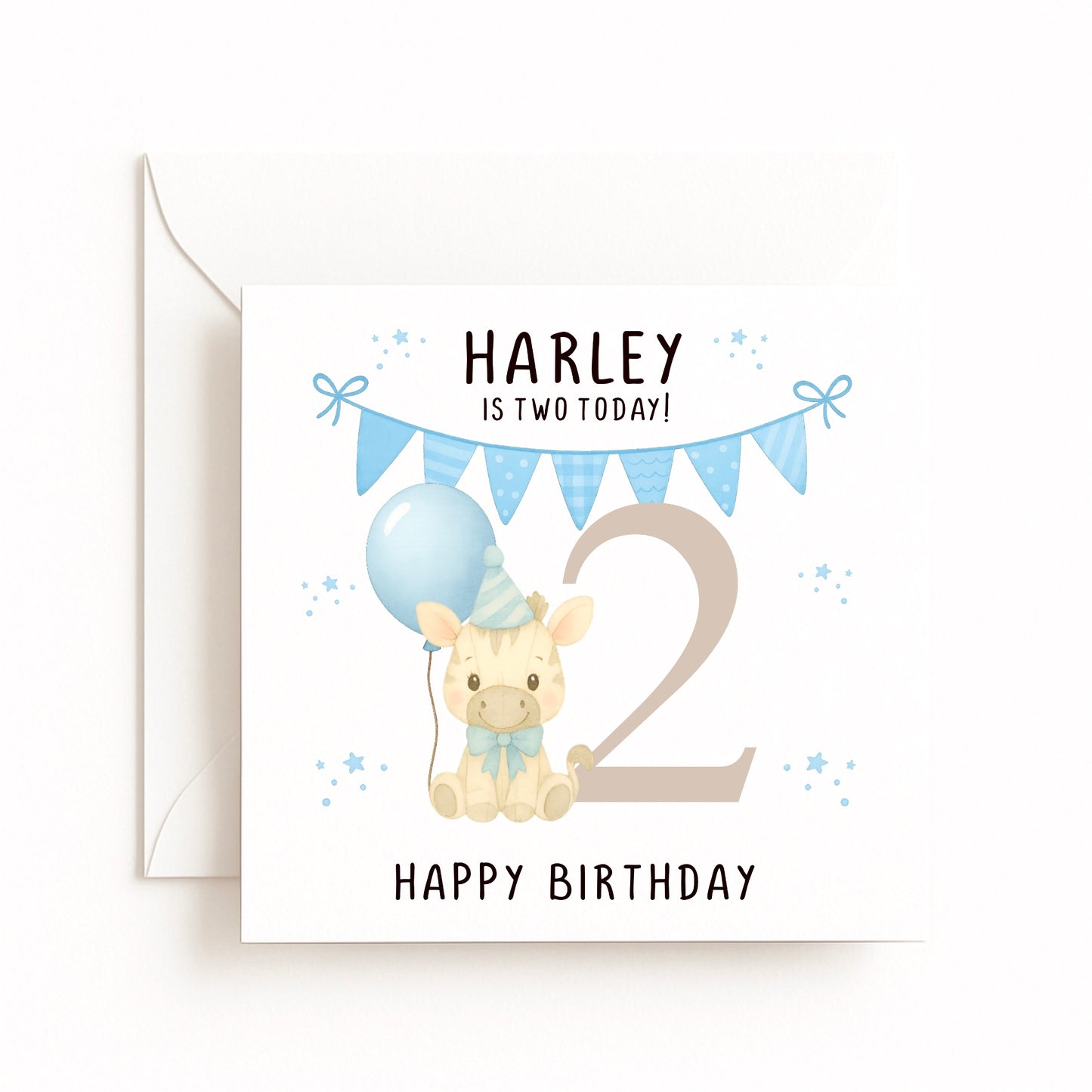 Blue Zebra Birthday Card