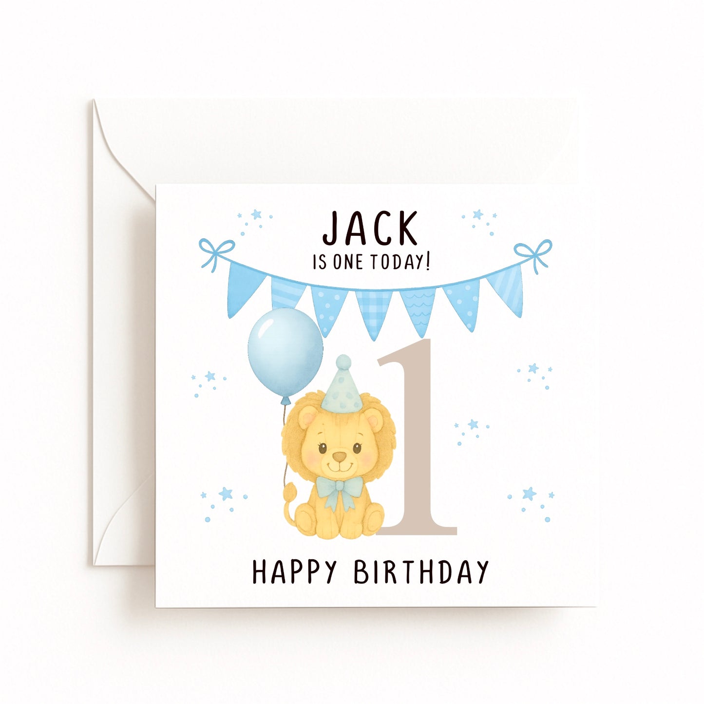 Blue Lion Birthday Card