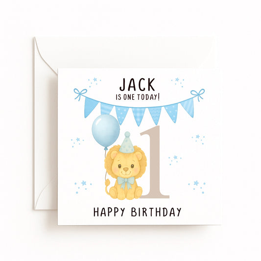 Blue Lion Birthday Card