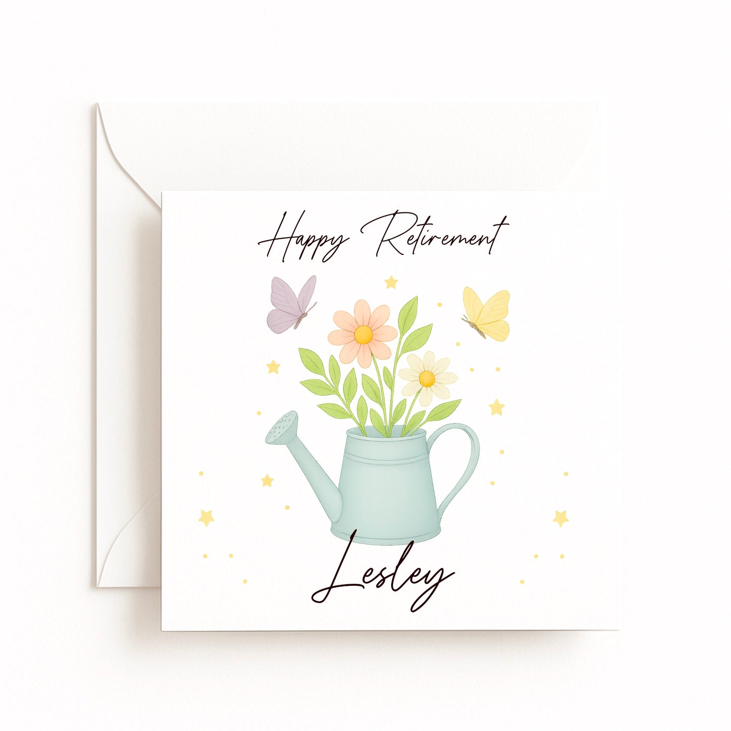 Watering Can & Butterflies Retirement Card