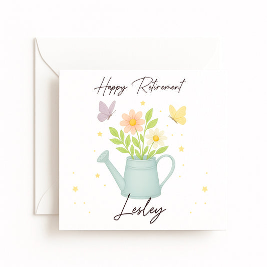 Watering Can & Butterflies Retirement Card