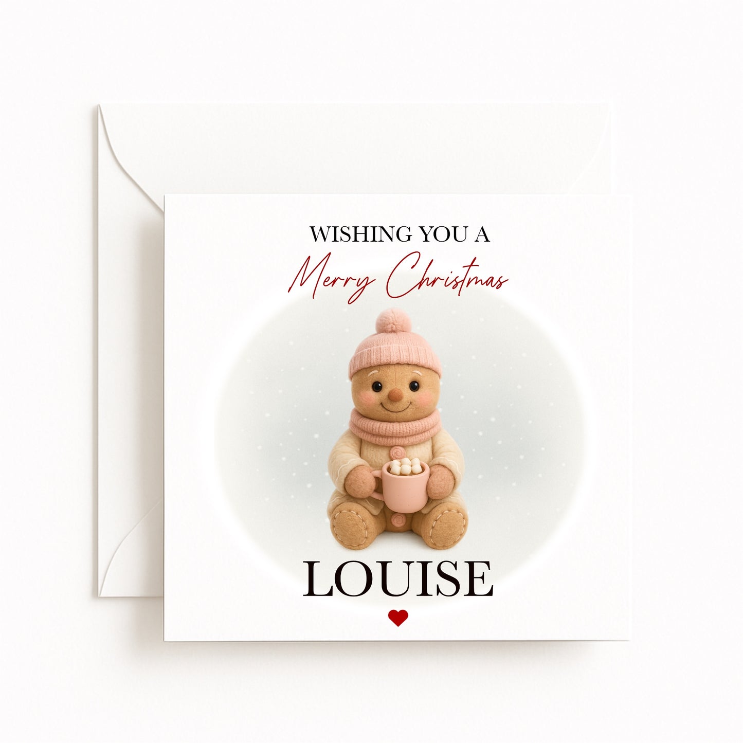 Personalised Cosy Gingerbread Character Christmas Card