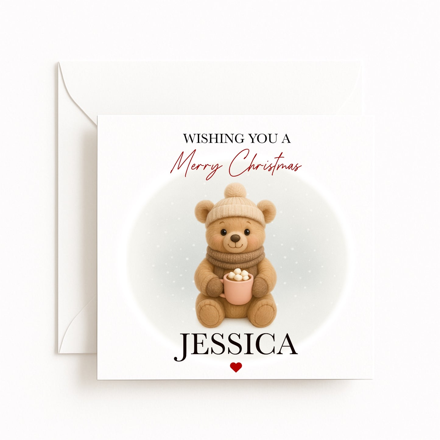 Personalised Cosy Bear Character Christmas Card