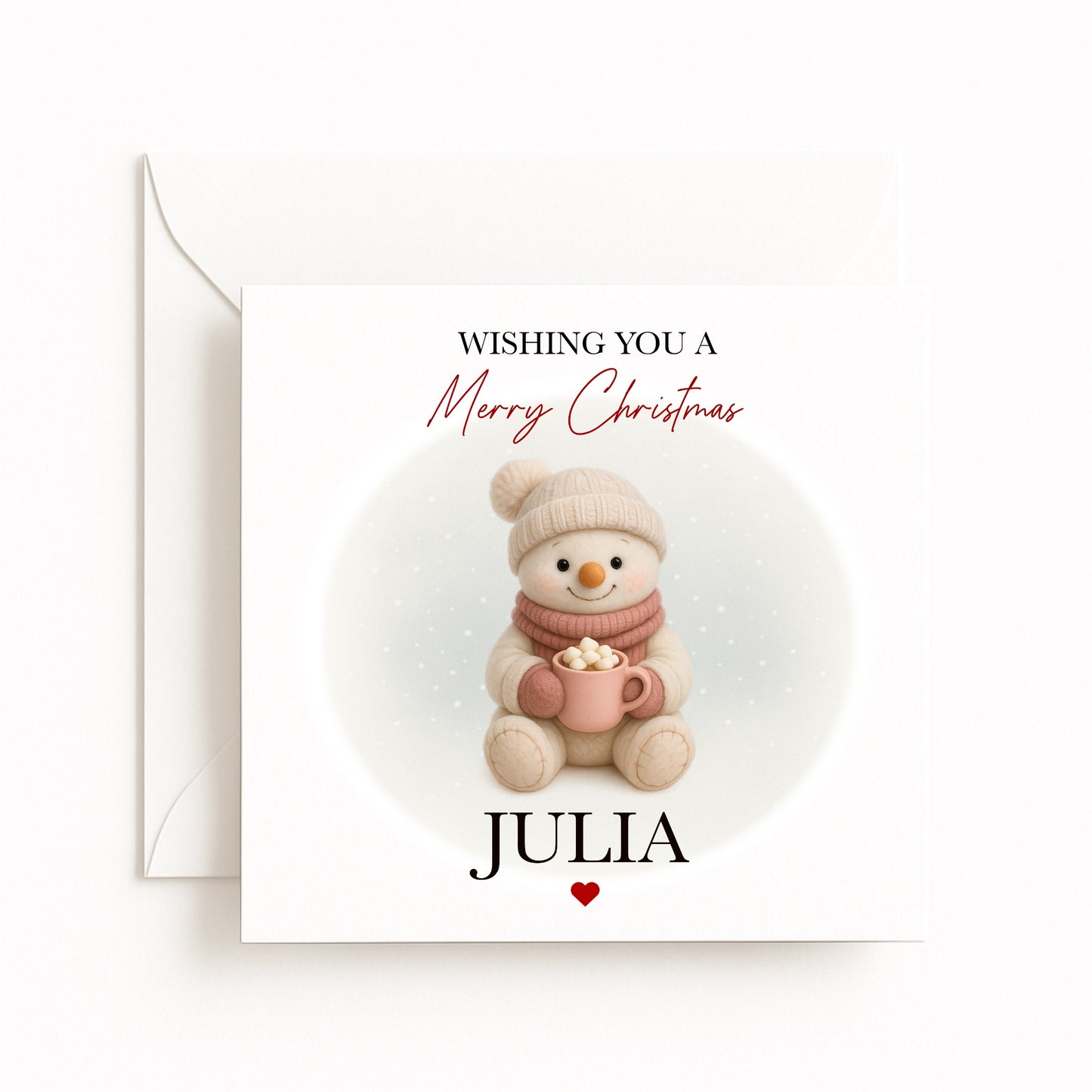 Personalised Cosy Snowman Character Christmas Card