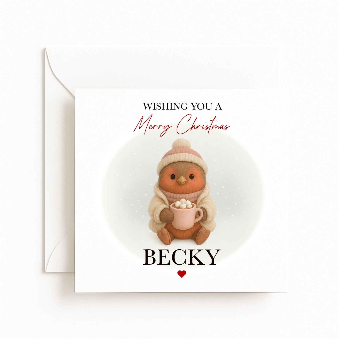 Personalised Cosy Robin Character Christmas Card