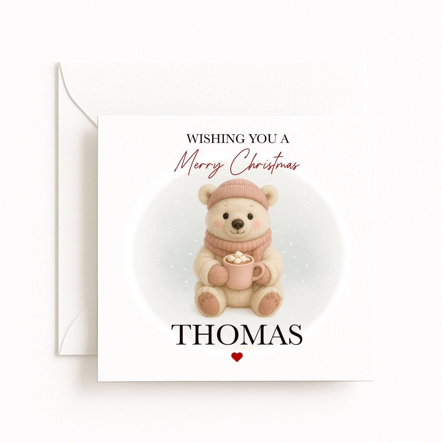 Personalised Cosy Polar Bear Character Christmas Card