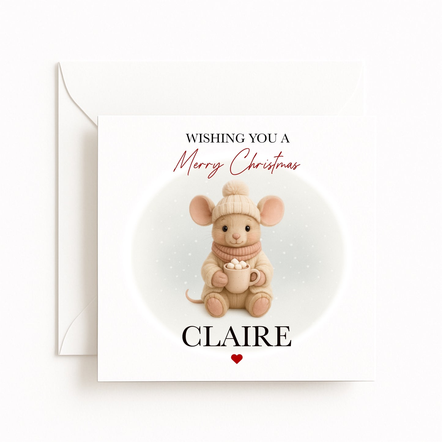 Personalised Cosy Mouse Character Christmas Card
