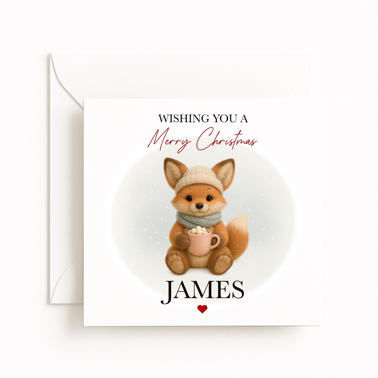 Personalised Cosy Fox Character Christmas Card