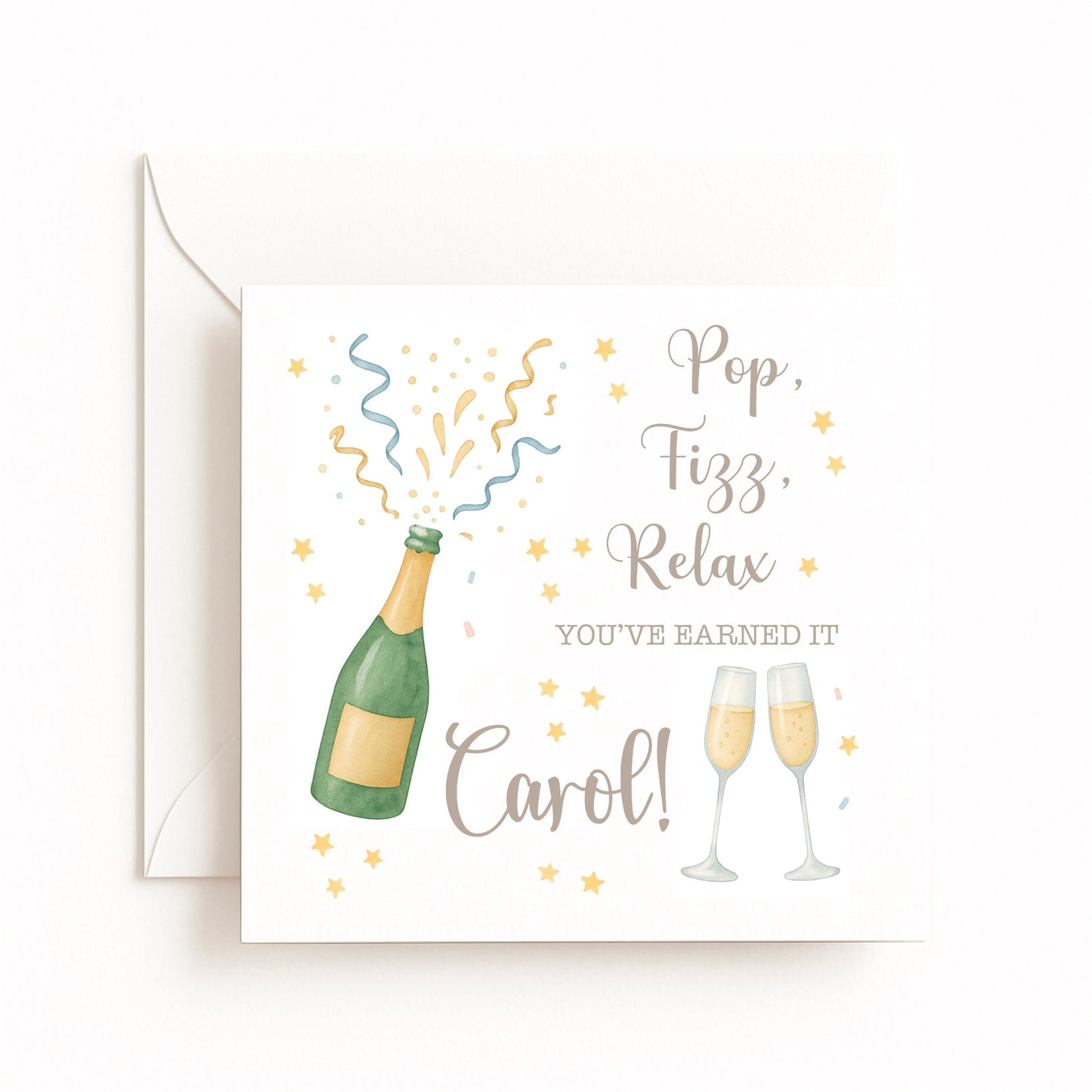 “Pop, Fizz, Relax” Retirement Card