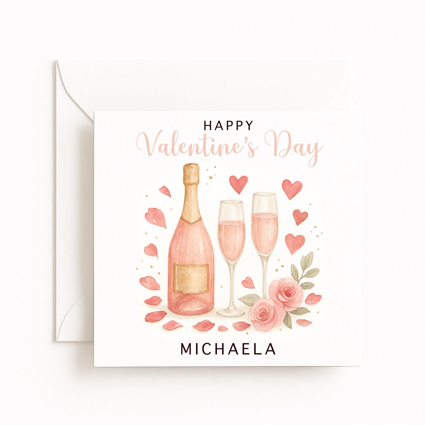 Valentine's Champagne Card (Rose Pink)