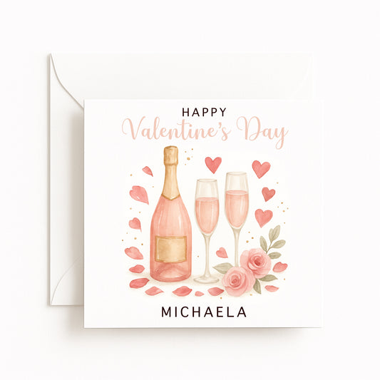 Valentine's Champagne Card (Rose Pink)