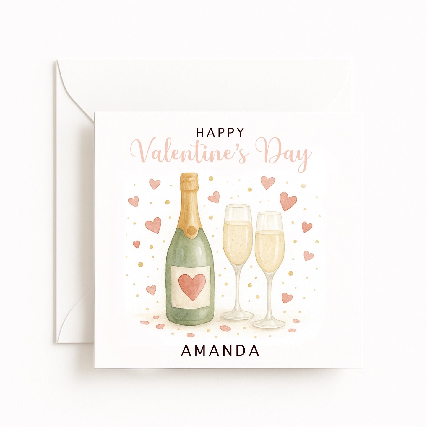 Champagne & Hearts Valentine’s Card