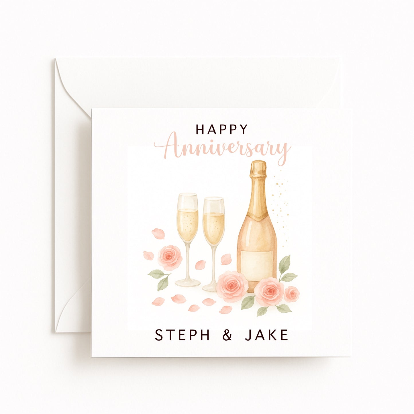 Anniversary Champagne Card (Neutral Gold)