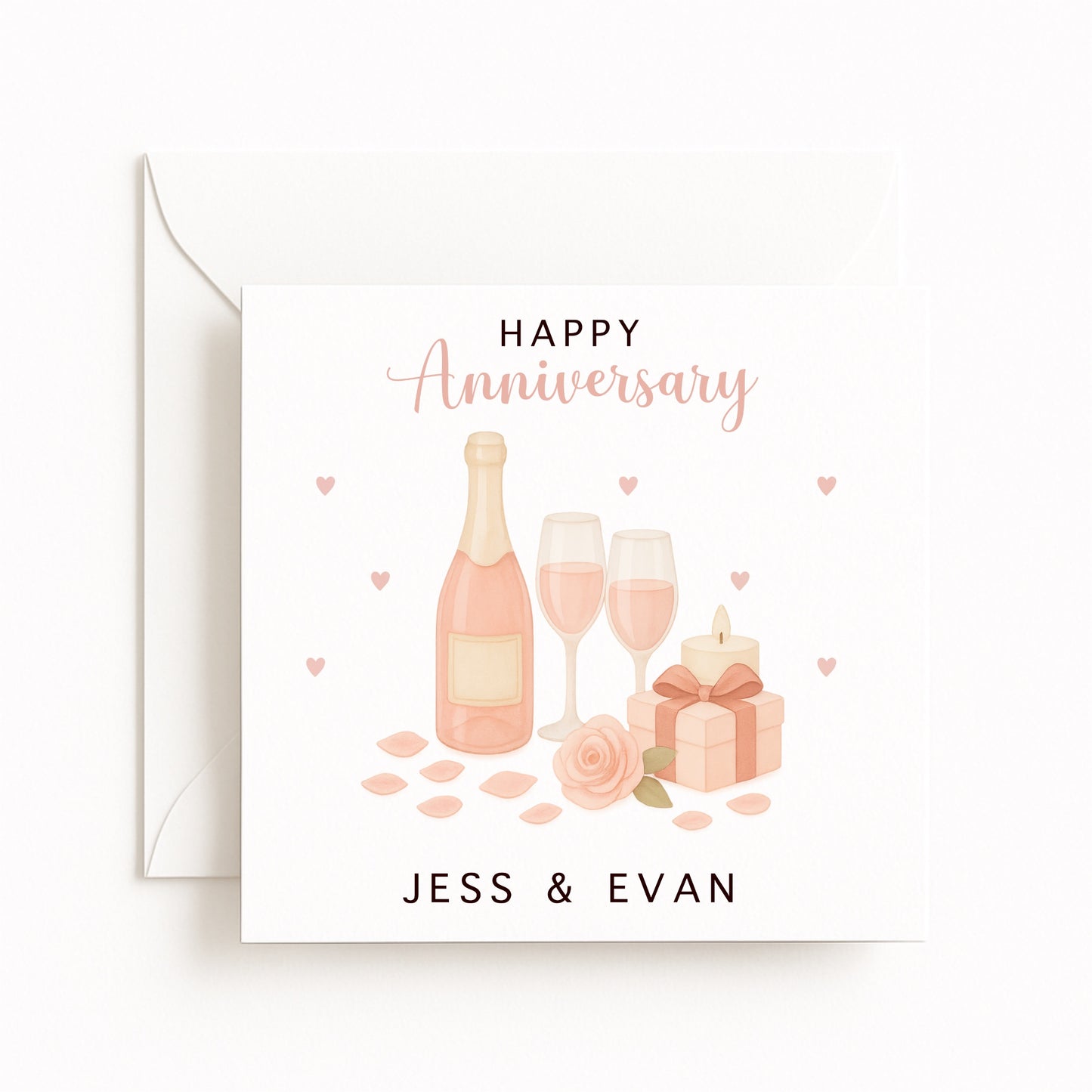 Blush Champagne Anniversary Card