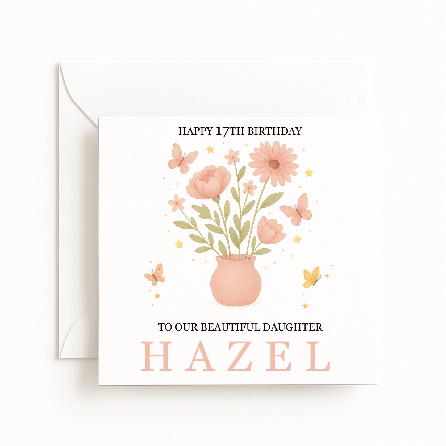 Blush Flowers Birthday Card