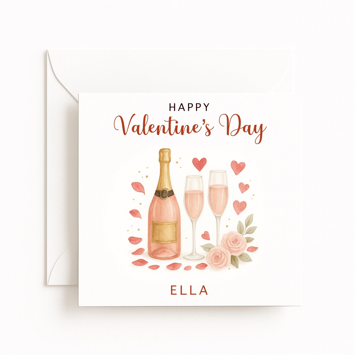 Pink Champagne Valentine’s Card