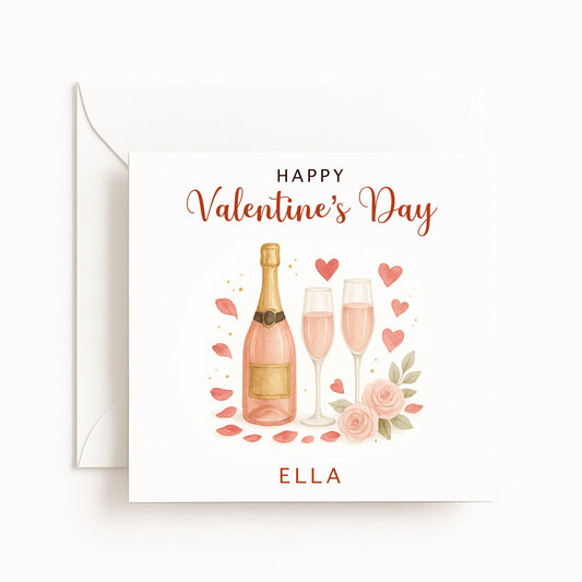 Pink Champagne Valentine’s Card