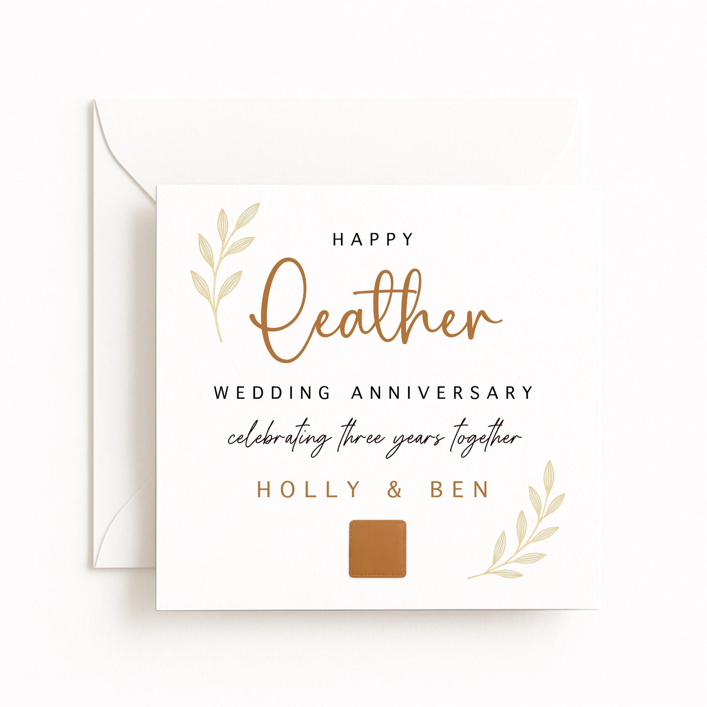 Leather (3 Years) Wedding Anniversary Card