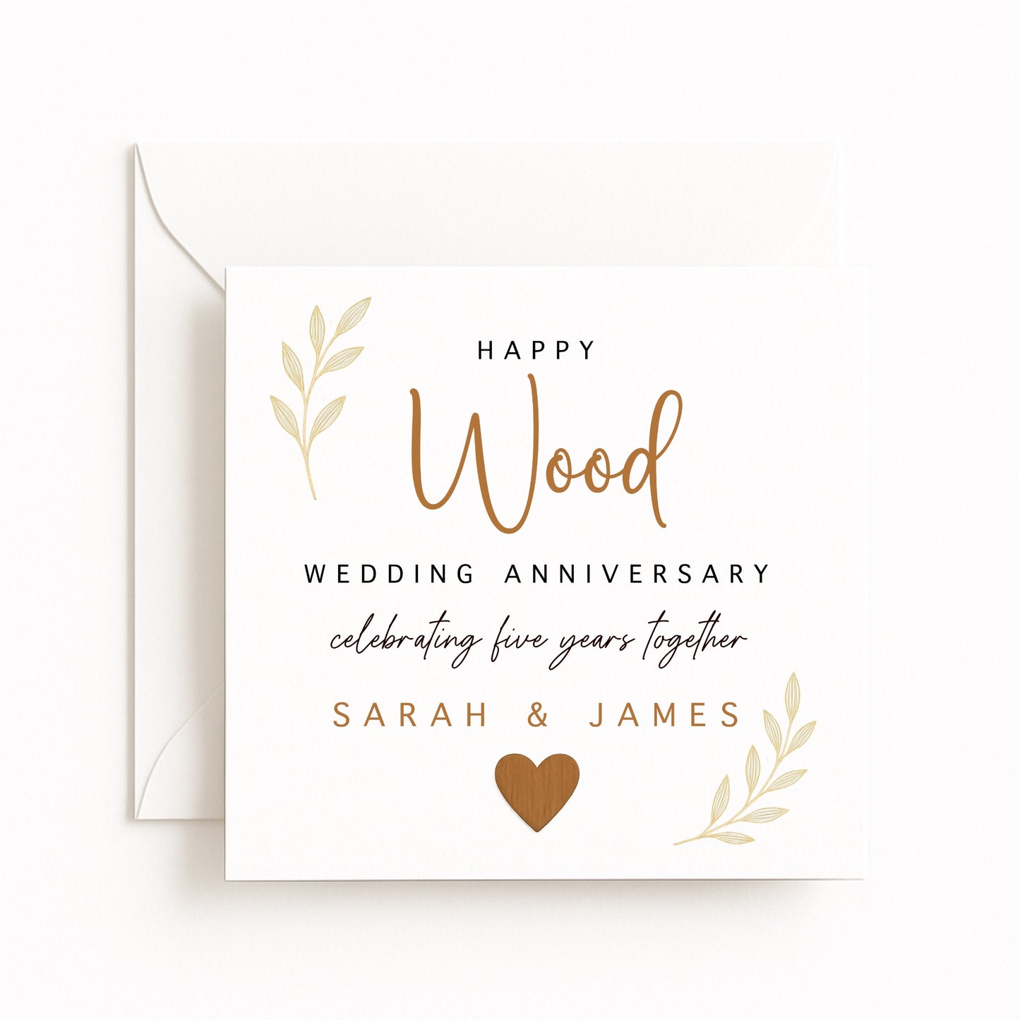 Wood (5 Years) Wedding Anniversary Card