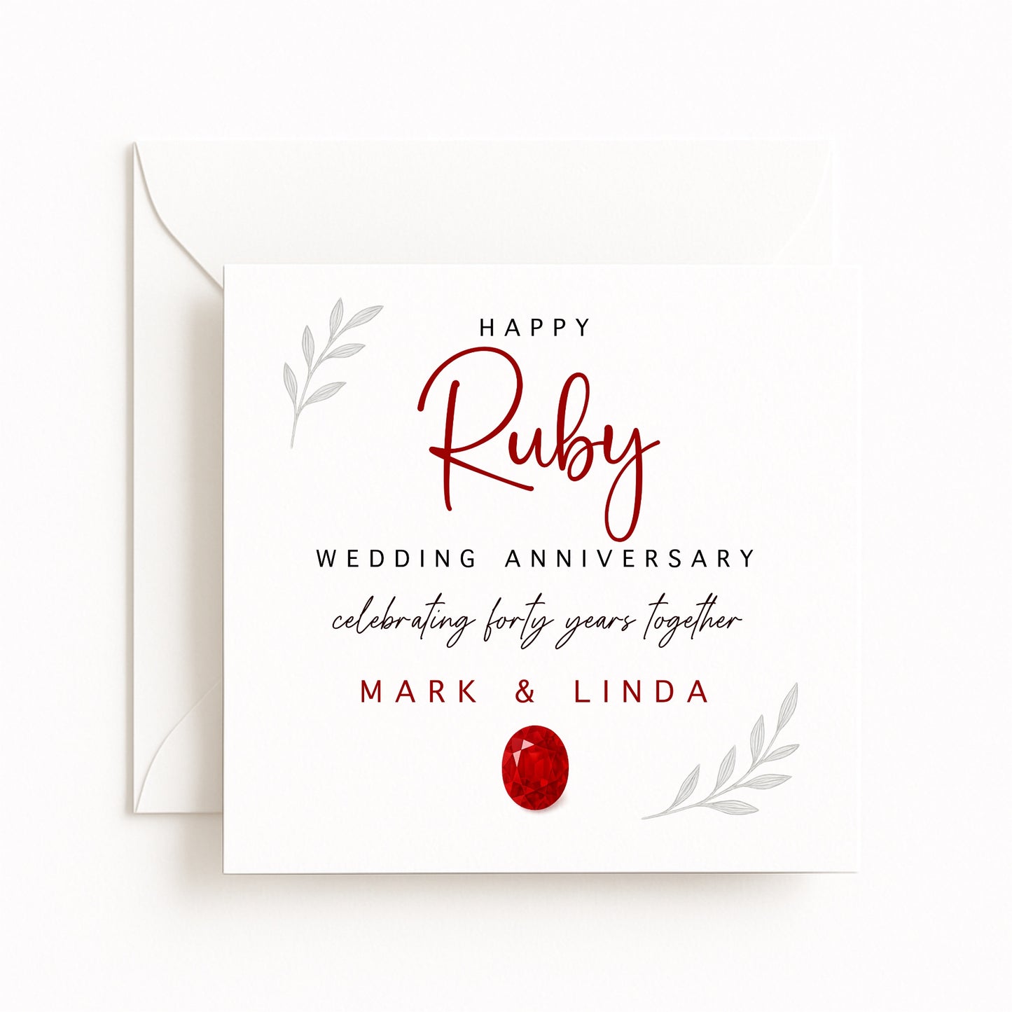 Ruby (40 Years) Wedding Anniversary Card