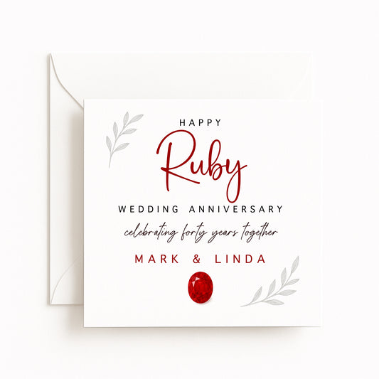 Ruby (40 Years) Wedding Anniversary Card