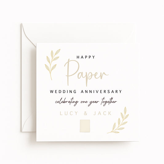 Paper (1 Year) Wedding Anniversary Card