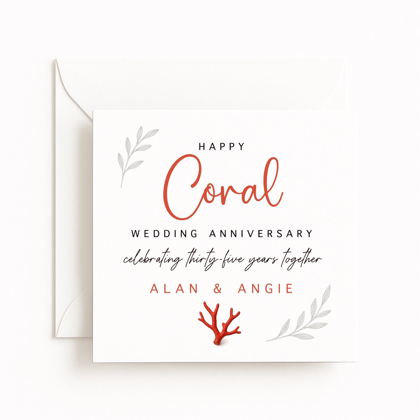 Coral (35 Years) Wedding Anniversary Card