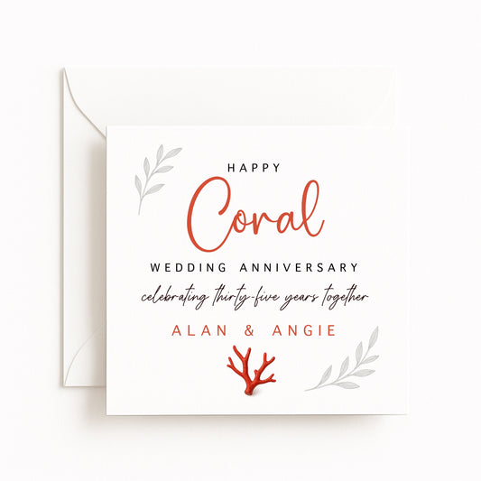 Coral (35 Years) Wedding Anniversary Card