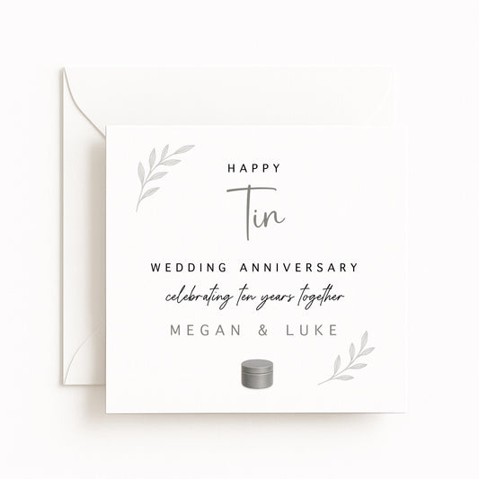 Tin (10 Years) Wedding Anniversary Card
