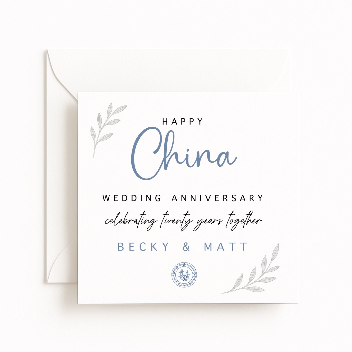 China (20 Years) Wedding Anniversary Card