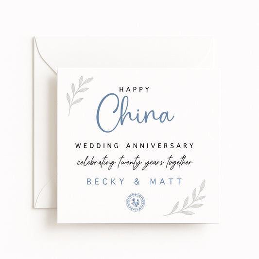 China (20 Years) Wedding Anniversary Card