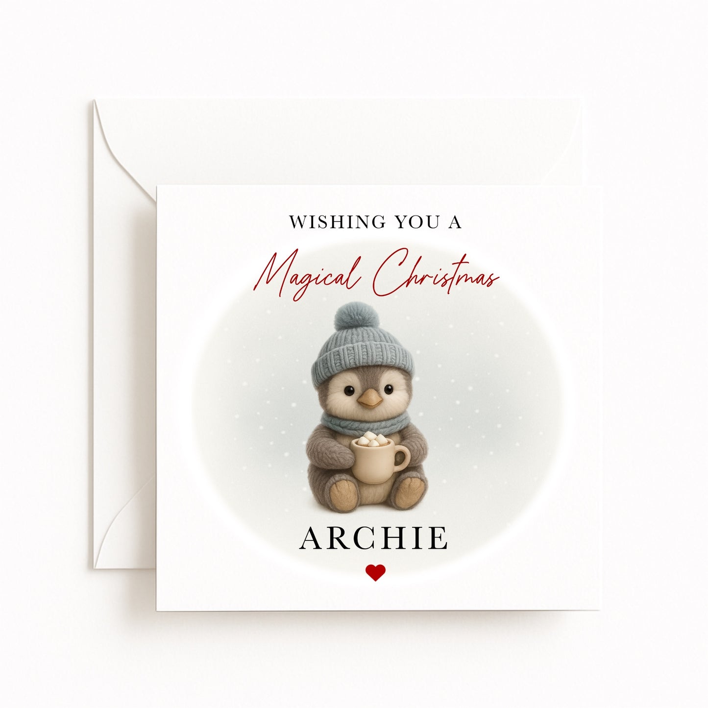 Blue Penguin Magical Christmas Card