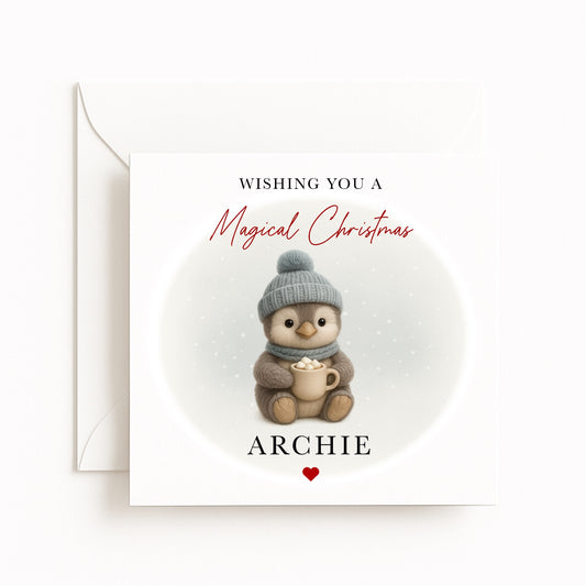 Blue Penguin Magical Christmas Card