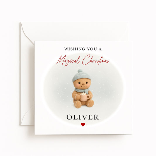 Blue Gingerbread Man Magical Christmas Card