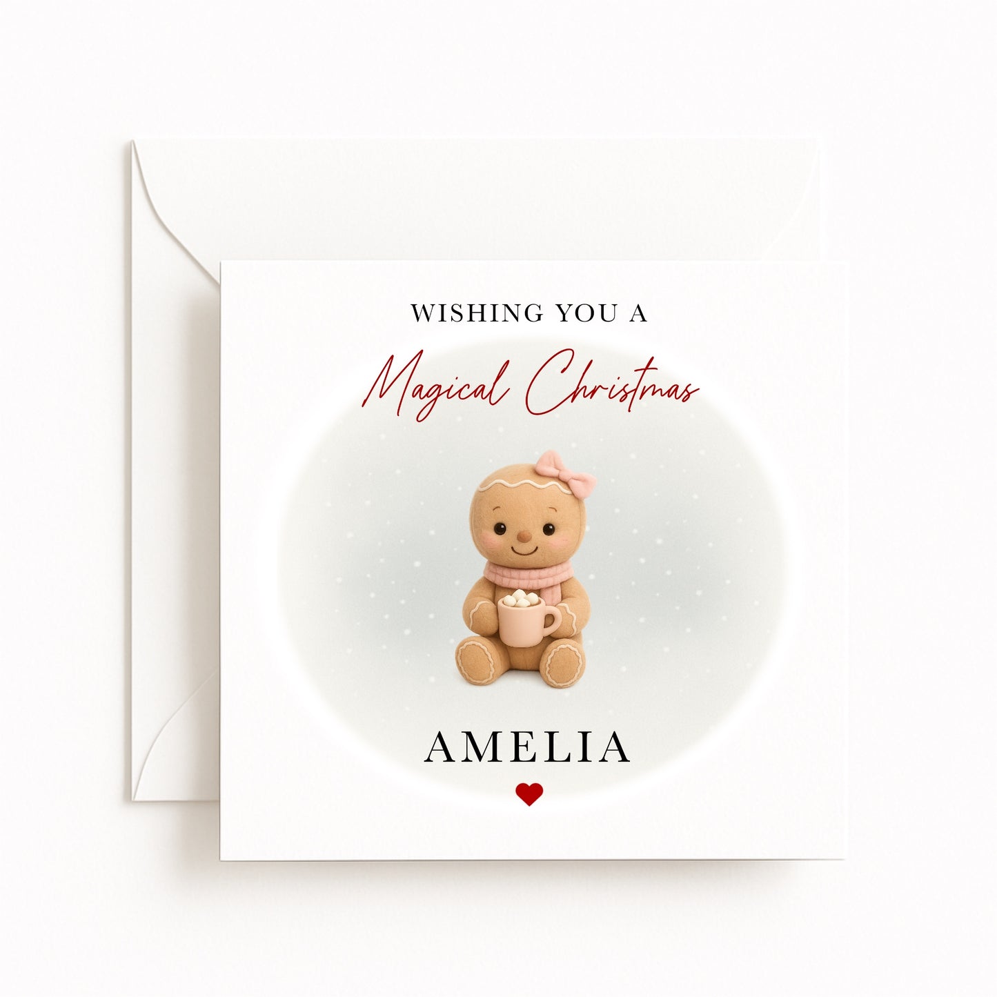 Pink Gingerbread Magical Christmas Card