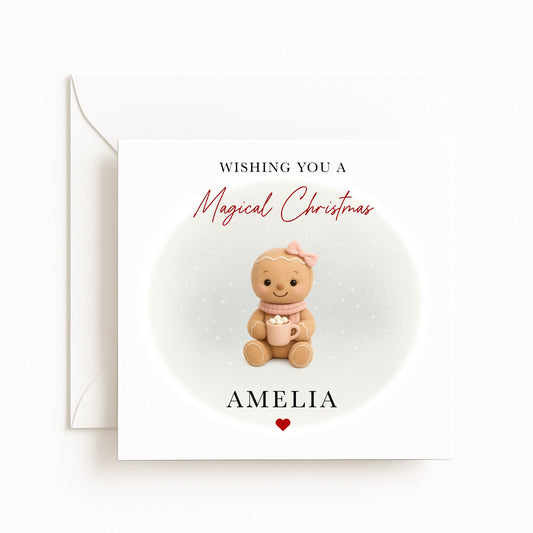 Pink Gingerbread Magical Christmas Card