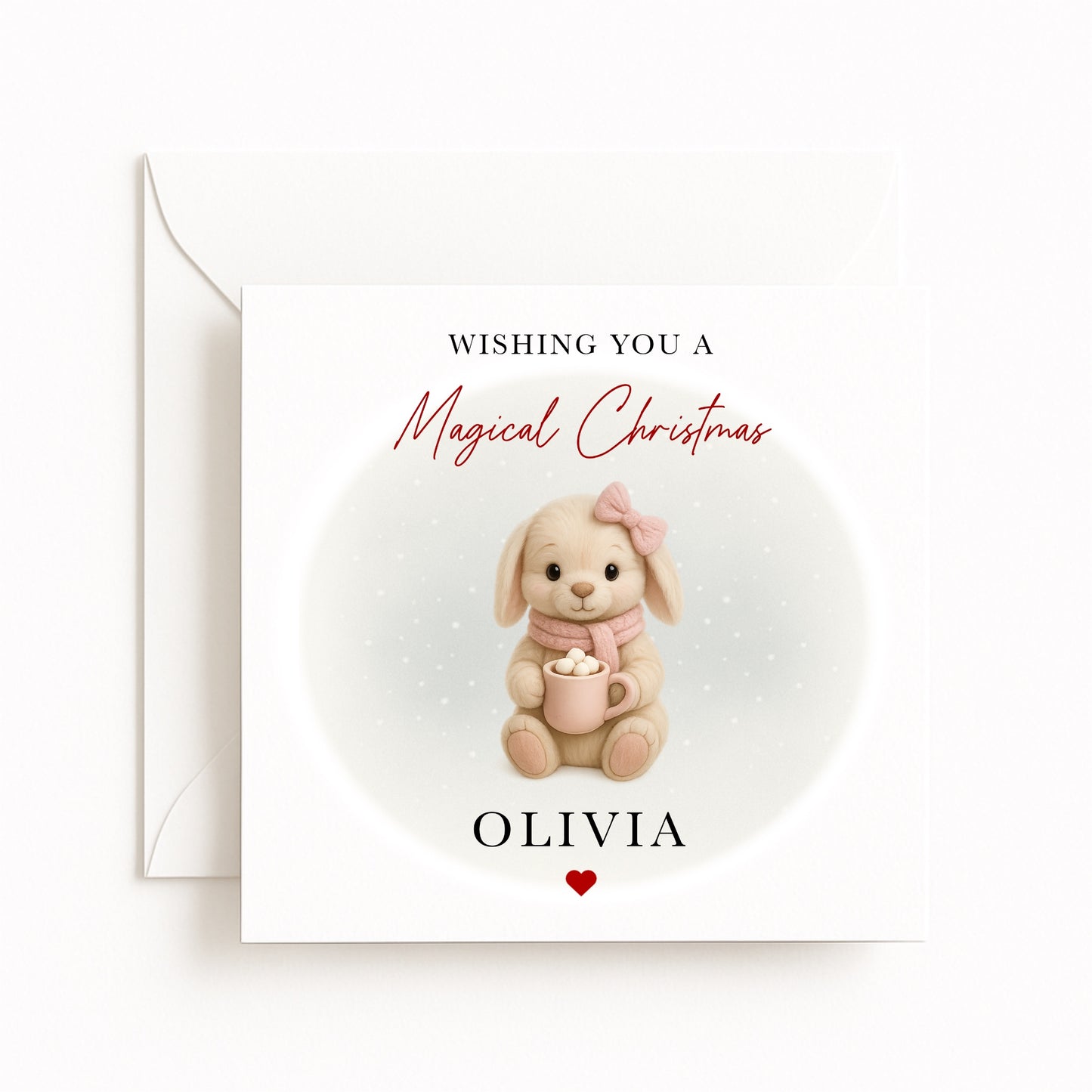 Pink Bunny Magical Christmas Card