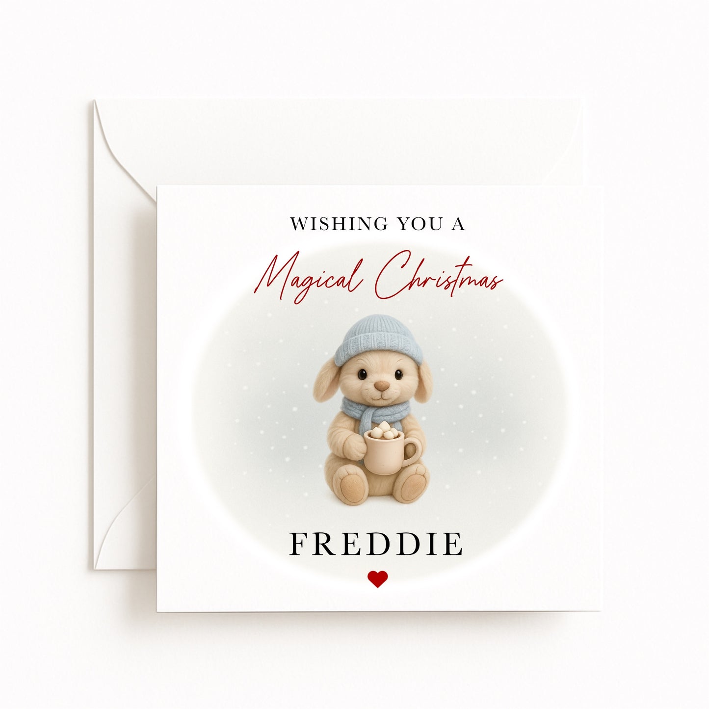 Blue Bunny Magical Christmas Card