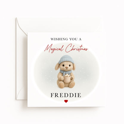 Blue Bunny Magical Christmas Card