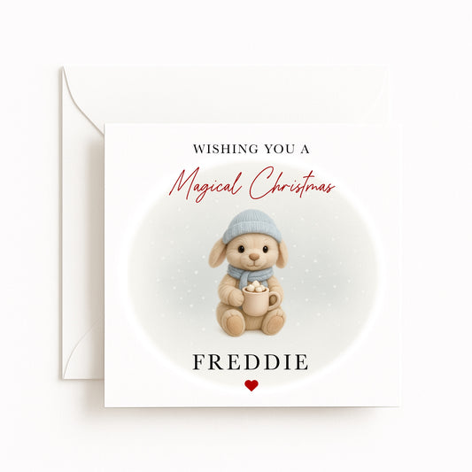 Blue Bunny Magical Christmas Card