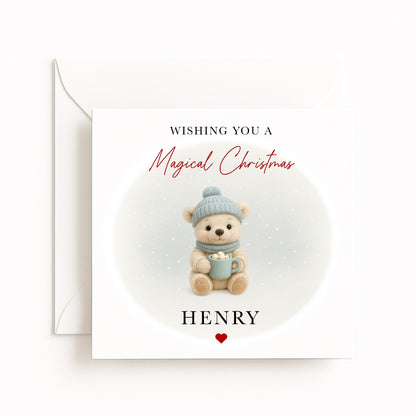 Blue Bear Magical Christmas Card