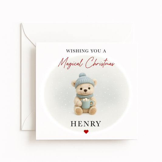 Blue Bear Magical Christmas Card