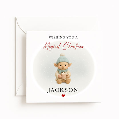 Blue Elf Magical Christmas Card
