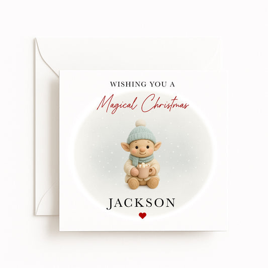 Blue Elf Magical Christmas Card