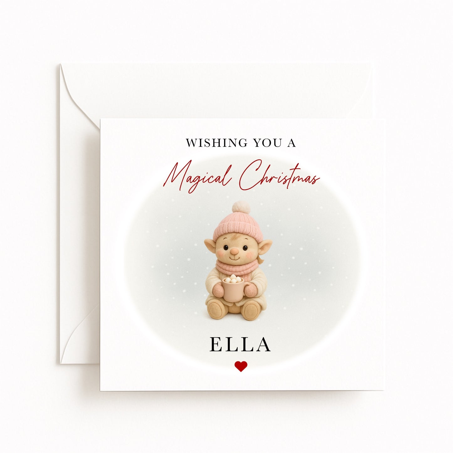 Pink Elf Magical Christmas Card