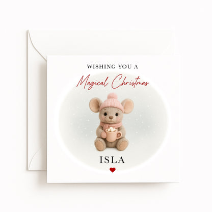 Pink Mouse Magical Christmas Card