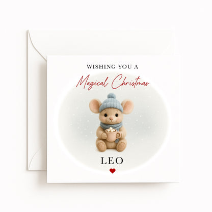 Blue Mouse Magical Christmas Card