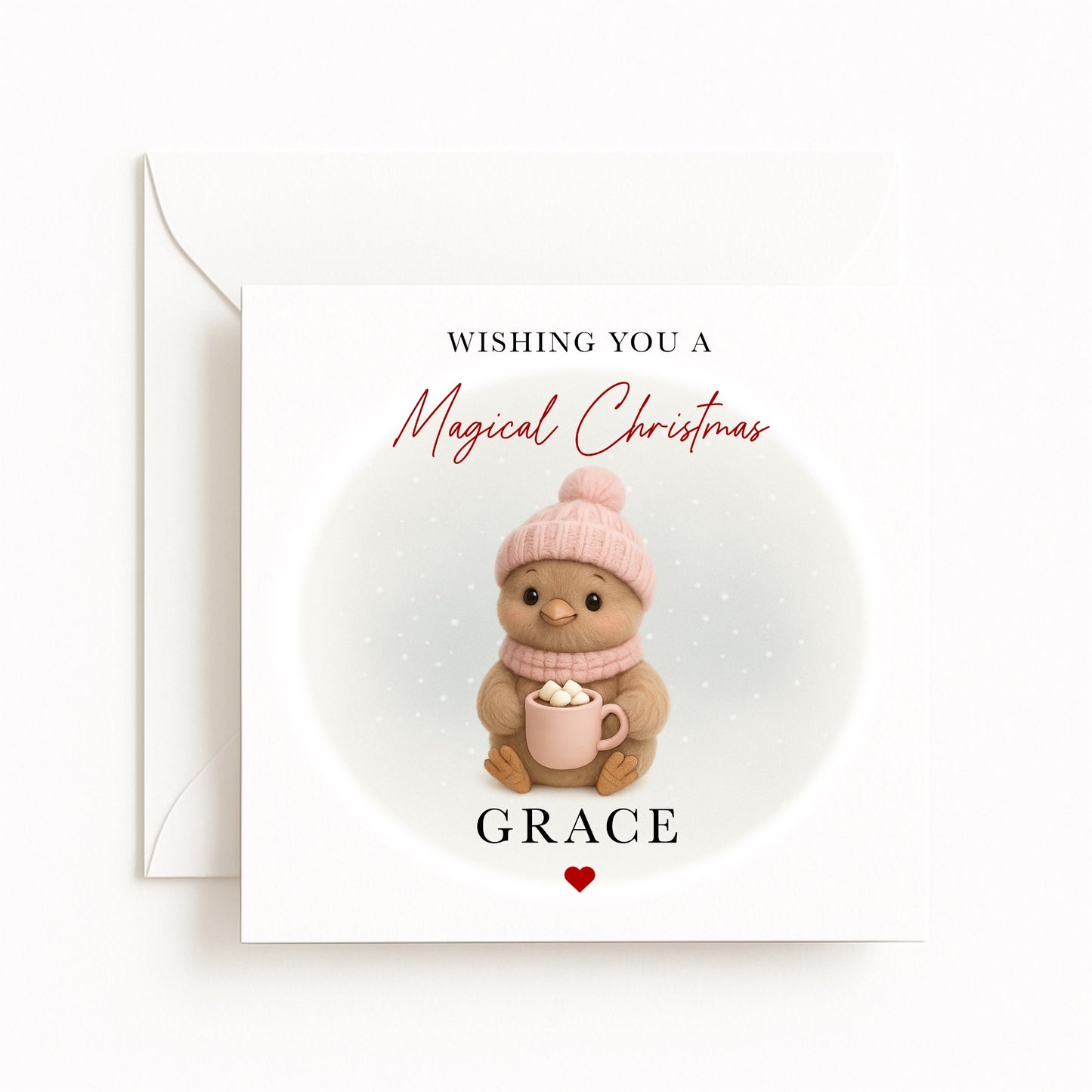 Pink Robin Magical Christmas Card